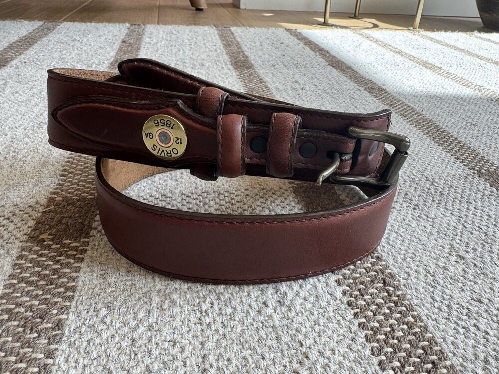 Orvis Men’s Shotgun Shell 12 GA Belt Brown Leather 34
